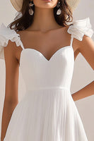 Load image into Gallery viewer, White Chiffon A Line Short Graduation Dress with Ruffles