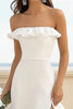 Load image into Gallery viewer, White Satin Bodycon Short Graduation Dress with Slit