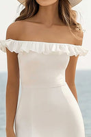 Load image into Gallery viewer, White Sheath Chiffon Midi Graduation Dress with Slit