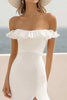 Load image into Gallery viewer, White Mermaid Chiffon Long Engagement Dress with Slit