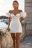 Load image into Gallery viewer, White Bodycon Satin Short Graduation Dress with Ruffles