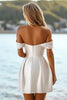 Load image into Gallery viewer, White Satin Off the Shoulder Bodycon Short Graduation Dress