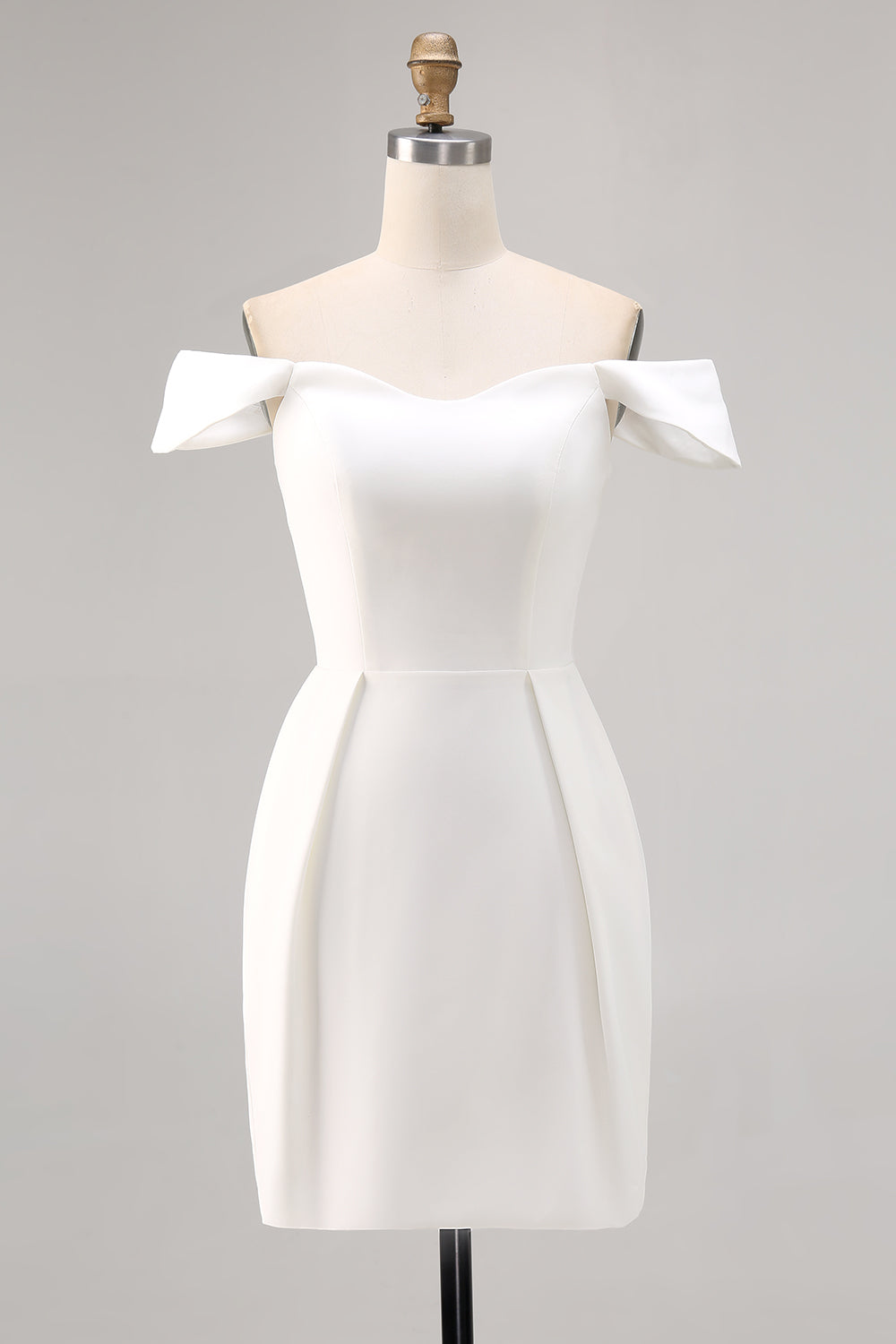 White Satin Off the Shoulder A Line Bridal Shower Dress