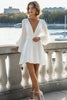 Load image into Gallery viewer, White Chiffon Long Sleeves Short Graduation Dress
