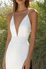 Load image into Gallery viewer, White and Black Satin Spaghetti Straps Boho Maxi Dress