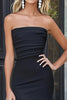Load image into Gallery viewer, Black White SatinMermaid Strapless  High-Low Cocktail Dress