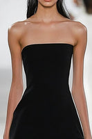 Load image into Gallery viewer, Black A Line Strapless Satin Short Graduation Dress with Ruffles