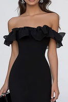 Load image into Gallery viewer, Black Mermaid Chiffon Long Formal Dress with Ruffles