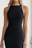 Load image into Gallery viewer, Black Sheath Satin Long Formal Dress with Slit