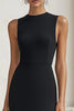 Load image into Gallery viewer, Black High Neck Satin Long Formal Dress with Slit