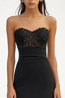 Load image into Gallery viewer, Black Sheatj Sweetheart Long Formal Dress with Appliques