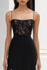 Load image into Gallery viewer, Black Sheath Spaghetti Straps Long Formal Dress with Appliques