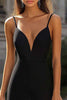 Load image into Gallery viewer, Black Sheath Satin V-Neck Long Formal Dress