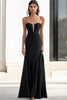 Load image into Gallery viewer, Black Sheath Spaghetti Straps Long Formal Dress with Appliques