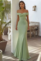Load image into Gallery viewer, Navy Off the Shoulder Satin Ruched Mermaid Long Formal Dress