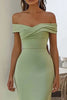 Load image into Gallery viewer, Navy Off the Shoulder Satin Ruched Mermaid Long Formal Dress