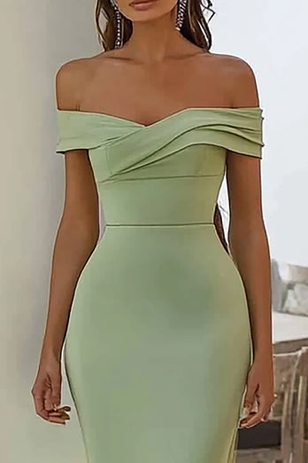 Navy Off the Shoulder Satin Ruched Mermaid Long Formal Dress