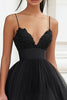 Load image into Gallery viewer, Black Tulle Tiered High-Low A Line Graduation Dress