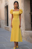 Load image into Gallery viewer, Navy A Line Satin Square Neck Long Formal Dress