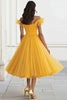 Load image into Gallery viewer, Yellow Tulle A Line Off the Shoulder Formal Dress