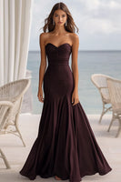 Load image into Gallery viewer, Coffee Mermaid Chiffon Sweetheart Long Formal Dress