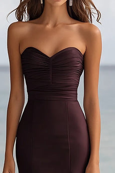 Coffee Mermaid Chiffon Sweetheart Long Formal Dress