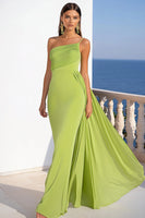 Load image into Gallery viewer, Lemon Green Mermaid One Shoulder Long Chiffon Formal Dress