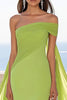 Load image into Gallery viewer, Lemon Green Chiffon Mermaid Long Formal Dress with Slit