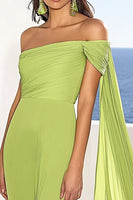 Load image into Gallery viewer, Lemon Green Sheath Long Formal Dress with Cape