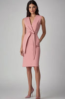 Load image into Gallery viewer, Pink Bodycon Sleeveless Ruffled Short Work Blazer Dress