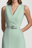 Load image into Gallery viewer, Mint Green V-Neck Bodycon Midi Work Blazer Dress with Slit