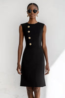 Load image into Gallery viewer, Black Bodycon Round Neck Short Work Blazer Dress