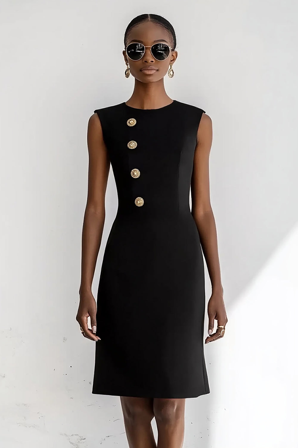 Black Bodycon Round Neck Short Work Blazer Dress