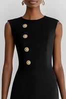 Load image into Gallery viewer, Black Bodycon Round Neck Short Work Blazer Dress