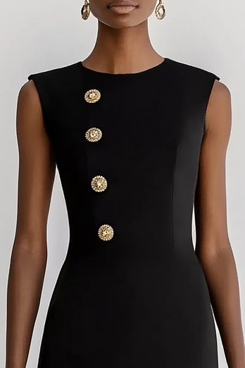 Black Bodycon Round Neck Short Work Blazer Dress