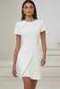 Load image into Gallery viewer, White Bodycon Satin Short Sleeve Work Dress