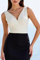 Load image into Gallery viewer, Black and White Mermaid Satin Long Work Dress