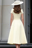 Load image into Gallery viewer, Daffodil A Line Satin Bateau Neck Midi Work Dress