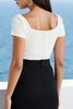Load image into Gallery viewer, Black White Bodycon Square Neck Midi Work Dress