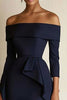 Load image into Gallery viewer, Navy Off the Shoulder Bodycon Short Work Dress