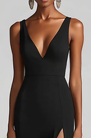 Load image into Gallery viewer, Black Chiffon Mermaid V-Neck Long Formal Dress with Ruffles