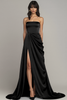 Load image into Gallery viewer, Peacock A Line Strapless Long Satin Formal Dress with Slit
