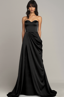 Load image into Gallery viewer, Peacock Satin A Line Strapless Long Formal Dress with Slit