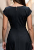 Load image into Gallery viewer, Black A Line V Neck Midi Satin Work Dress with Sleeves