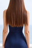 Load image into Gallery viewer, Navy A Line Sweetheart Long Satin Formal Dress with Slit