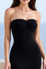Load image into Gallery viewer, Black Sweetheart Sheath Satin Long Formal Dress with Slit