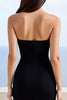Load image into Gallery viewer, Black Sweetheart Sheath Satin Long Formal Dress with Slit
