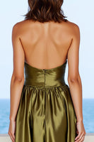 Load image into Gallery viewer, Olive A Line Halter Satin Backless Long Formal Dress with Slit
