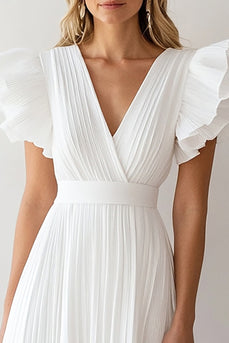 Ivory A Line Chiffon Short Graduation Dress with Ruffles