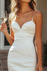 Load image into Gallery viewer, White Satin Long Mermaid Engagement Dress with Slit